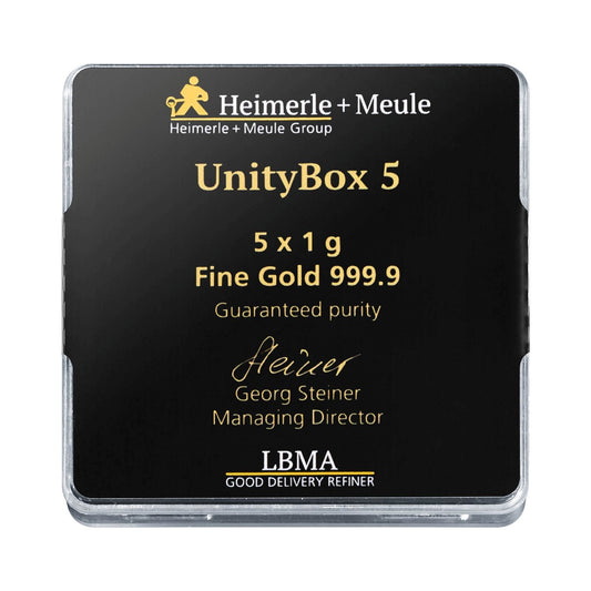 Gold Tafeln UnityBox™ 5x1g - Heimerle + Meule